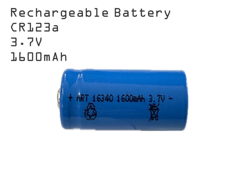 Battery x 1 - CR123A 3.7v 1600mAh Rechargeable