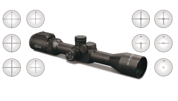 KONUS riflescope 4-16x44 10 interchangeable reticle 30mm tube fully multi coated lenses locking turrets KS7330